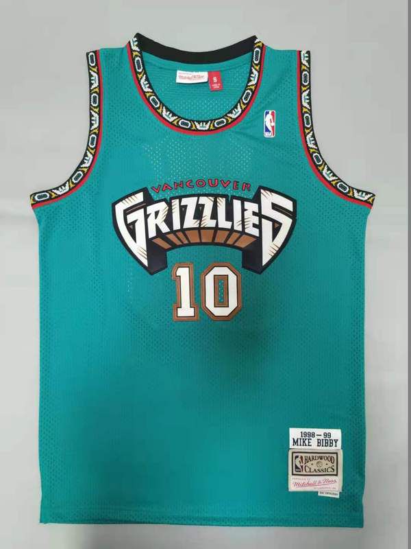 Men Memphis Grizzlies 10 Bibby Green Throwback Gourmet mesh NBA Jersey